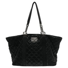 Chanel Quilted Gentle Boy Shopping Tote Black