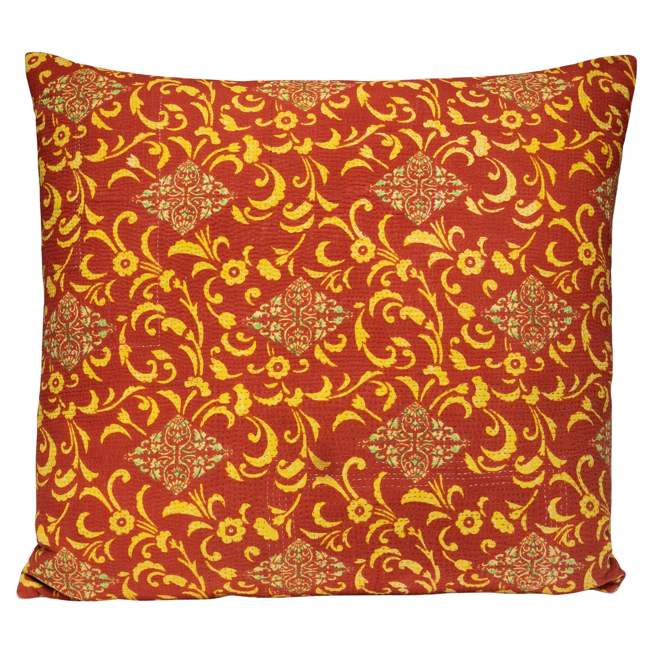 Quilted Indian Cotton Throw Pillow
