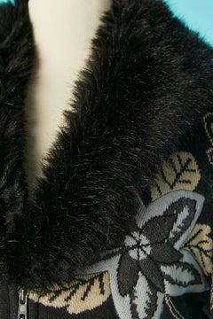 Quilted knit jacquard jacket with faux fur collar Kenzo Jeans