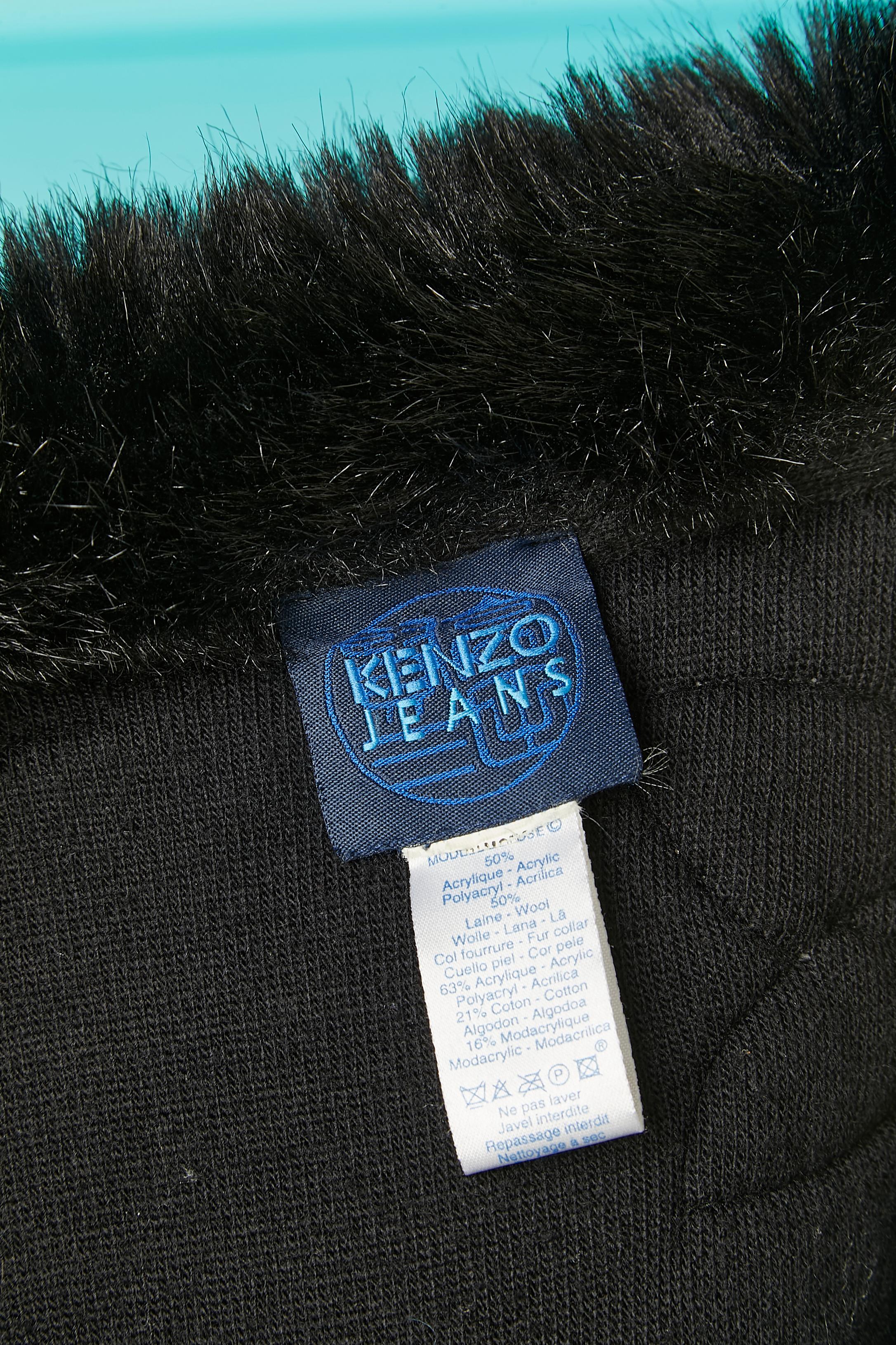 Quilted knit jacquard jacket with faux fur collar Kenzo Jeans  For Sale 2