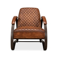 Quilted Leather Industrial Armchair