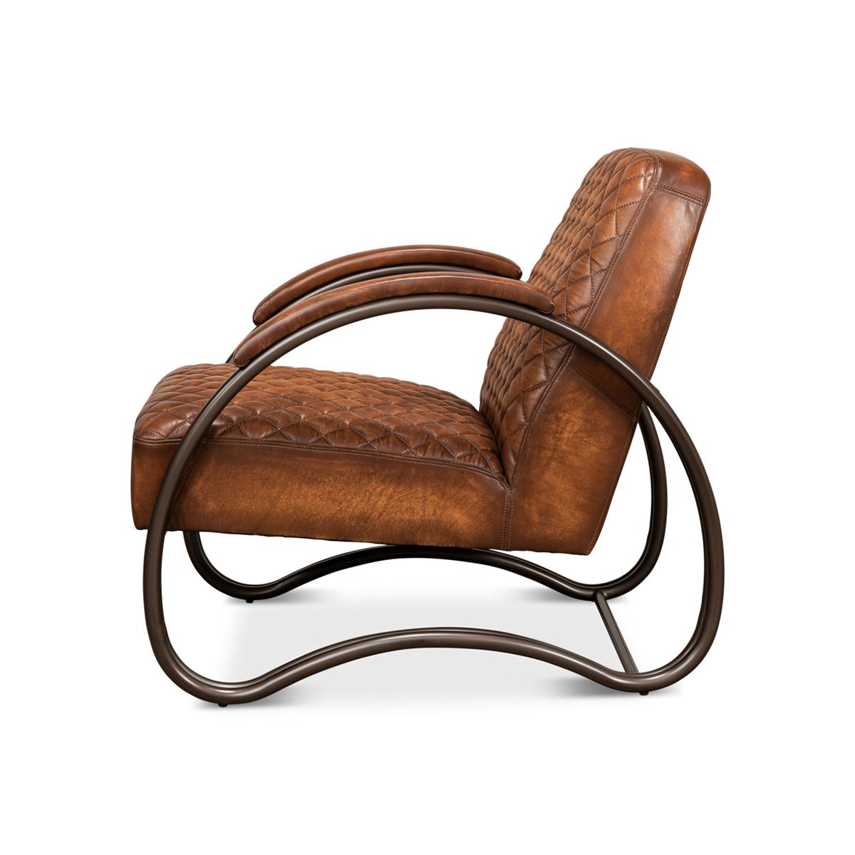 Industrie-Sessel aus gestepptem Leder (Industriell) im Angebot