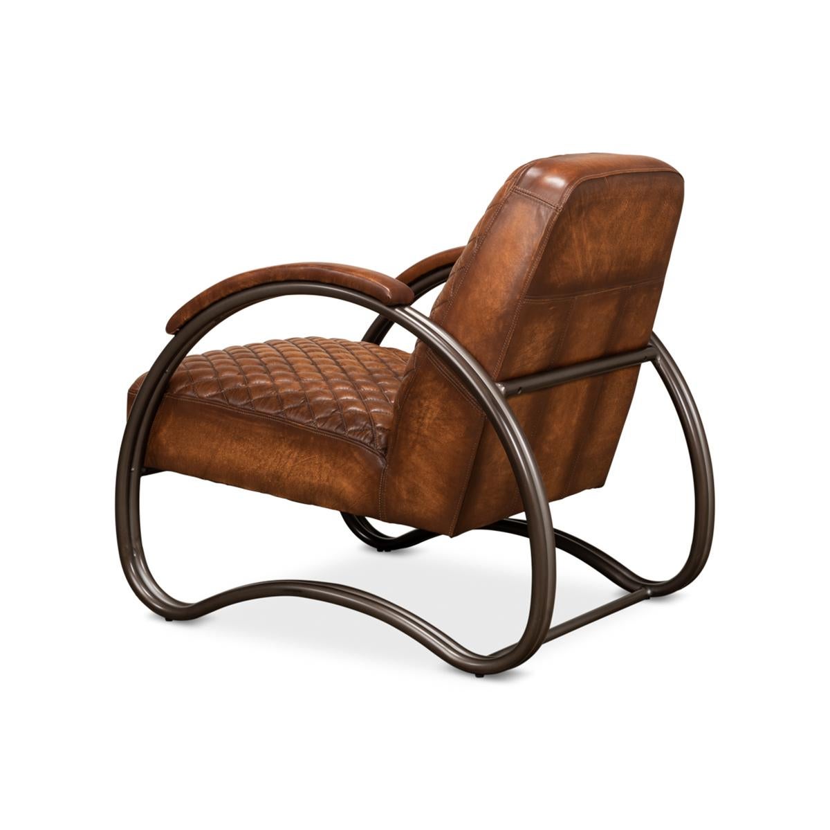 Industrie-Sessel aus gestepptem Leder im Zustand „Neu“ im Angebot in Westwood, NJ