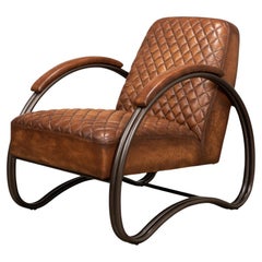 Quilted Leather Industrial Armchair