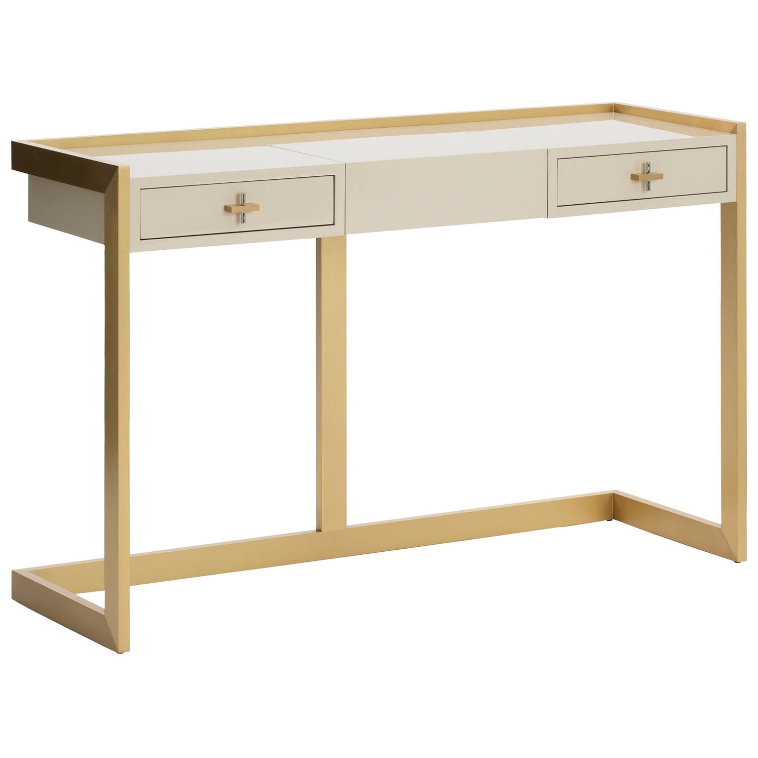 QUIMERA Dressing Table with Brushed Brass Structure and Handles
