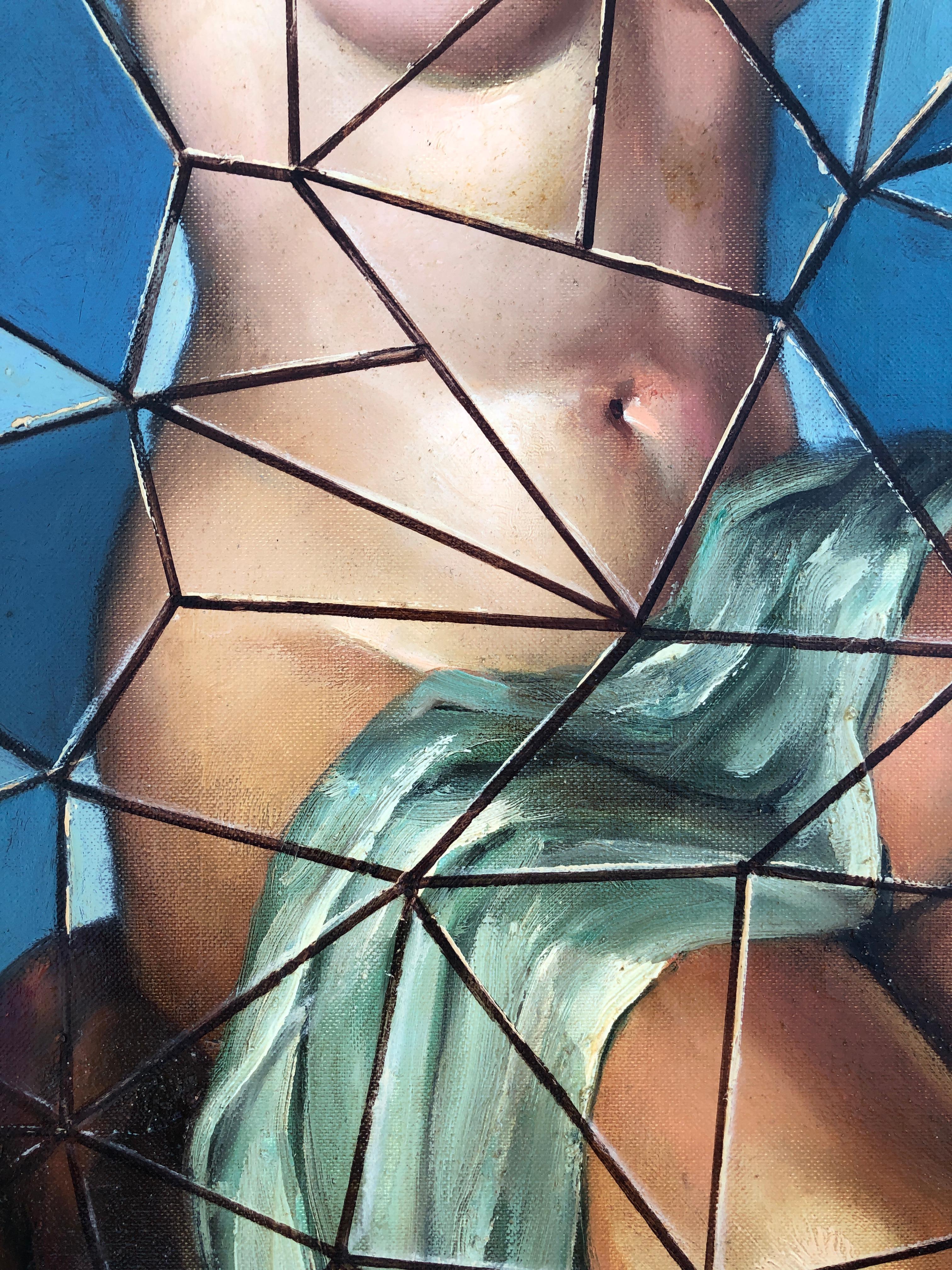 naked woman stained glass