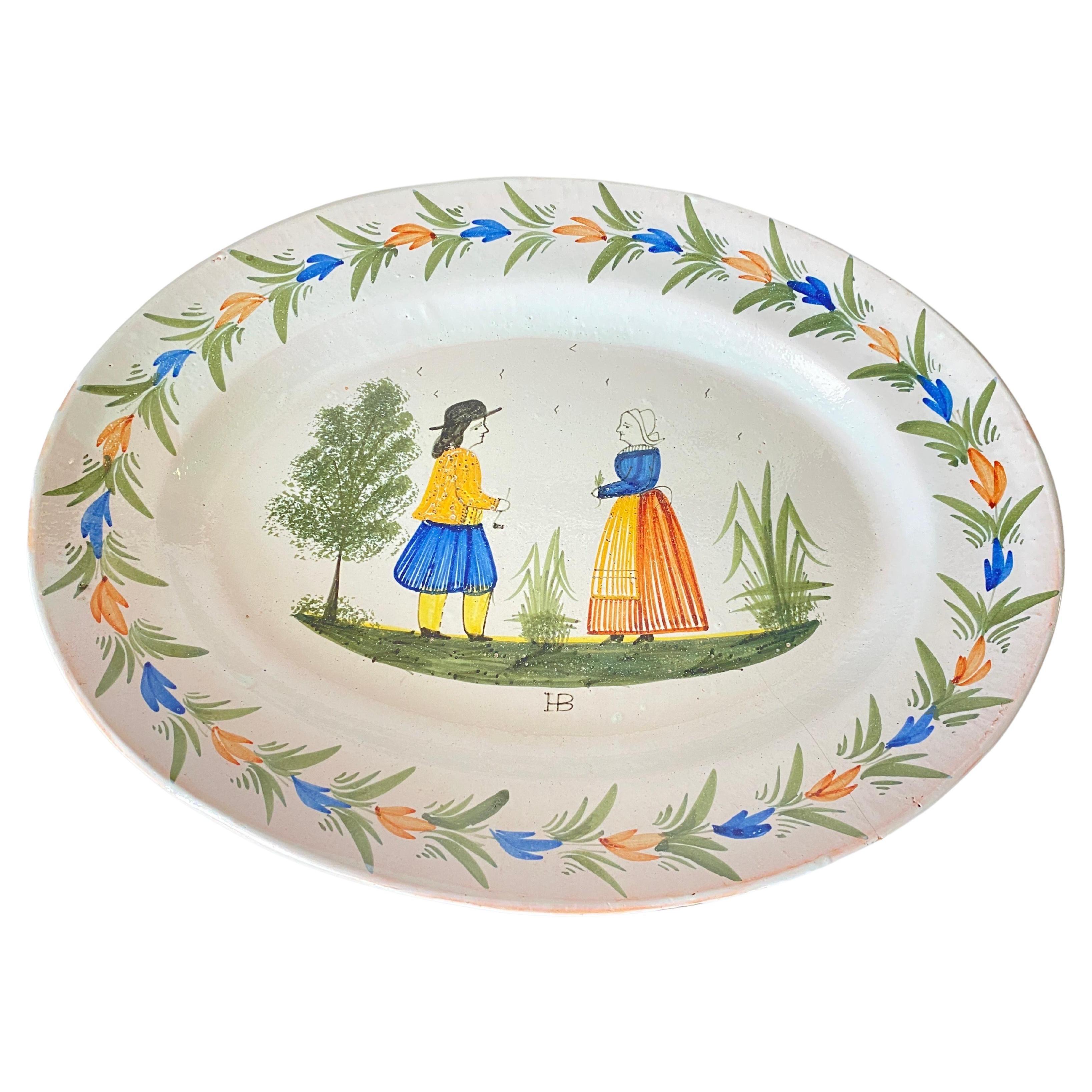 Quimper Faïence Dish, France, 19th Century For Sale