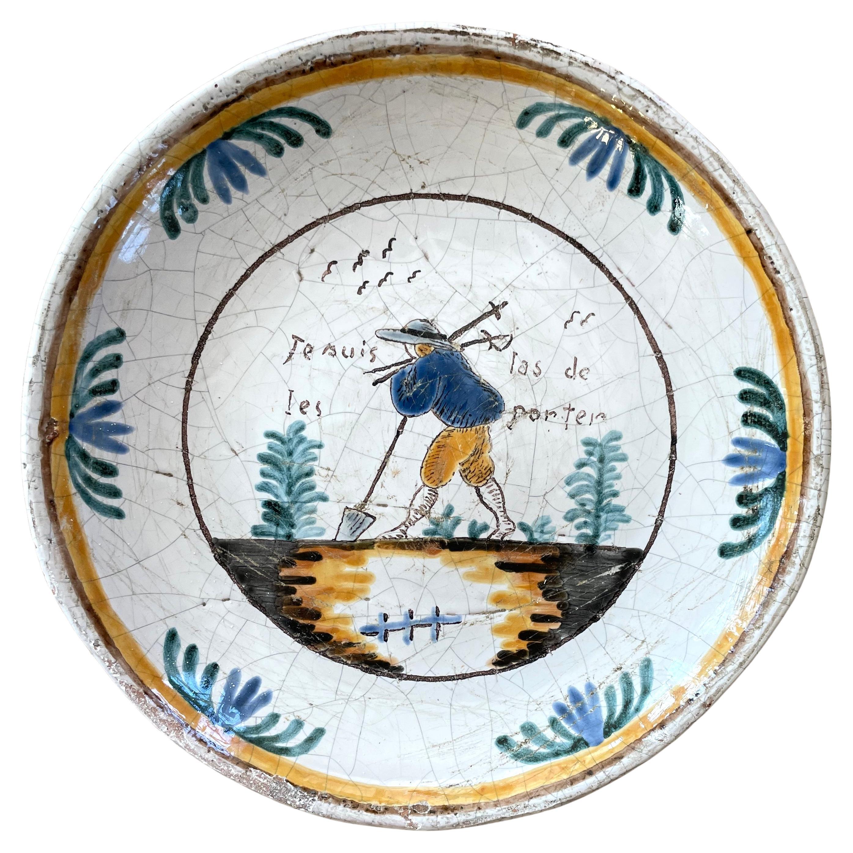 Quimper French Blue and White Plate For Sale