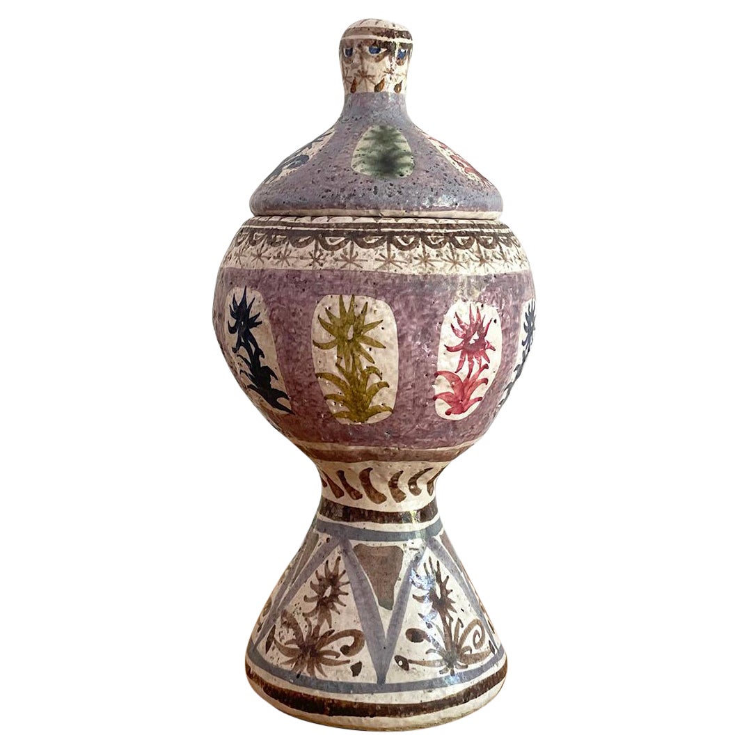 Quimper French Ceramic Earthenware Vessel with Lid