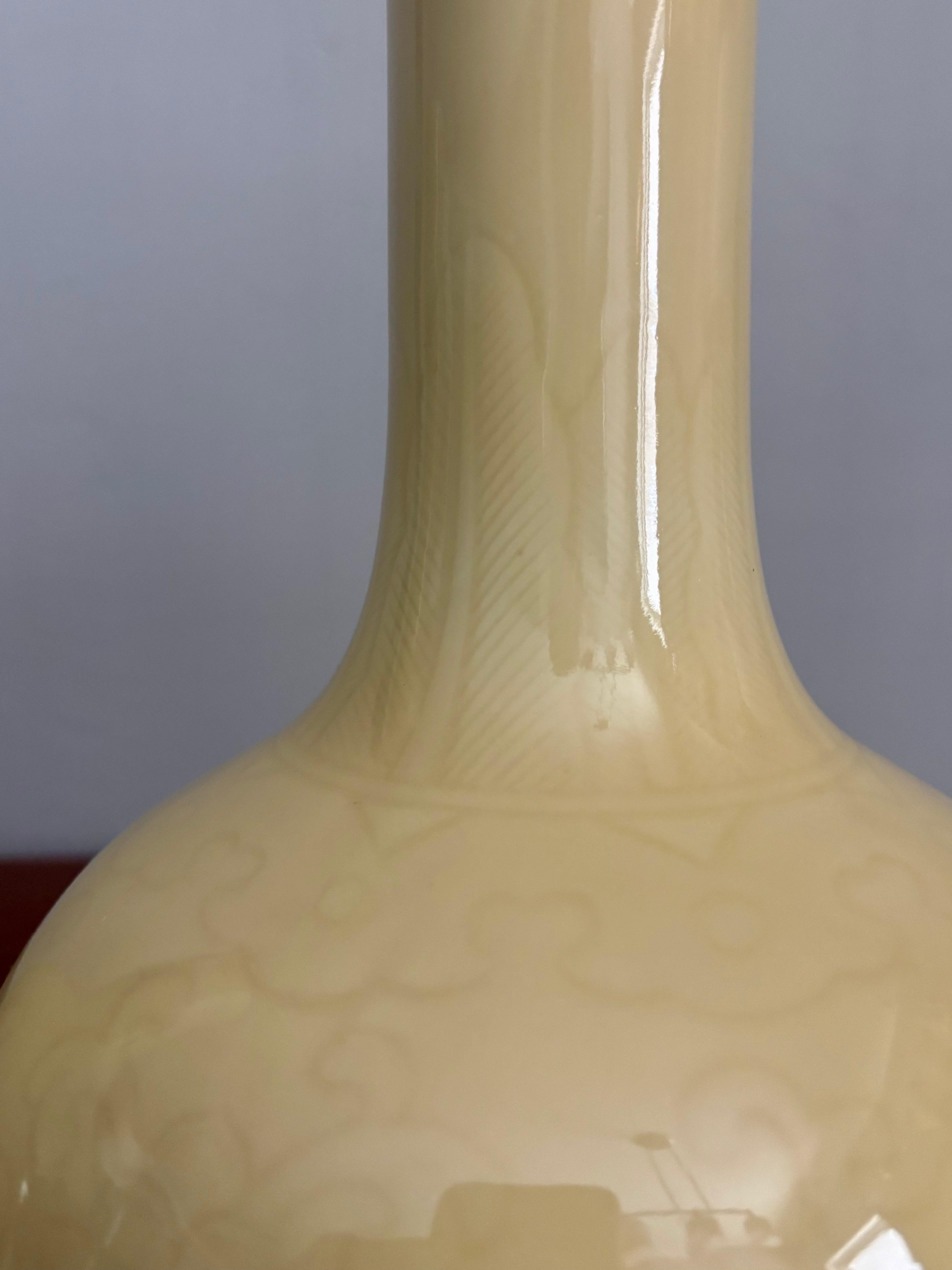 Chinese Export Quin Dynasty Style Famille Jaune Chinese Porcelain Vases, a pair For Sale
