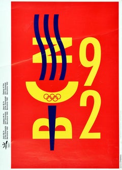 Original Vintage Sport Poster Barcelona Olympic Games BCN 92 Graphic Design