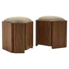 QUIN Solid Wood & Upholstery Stool by Gregory Beson