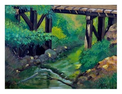 Bridge Over Mountain Stream Landscape