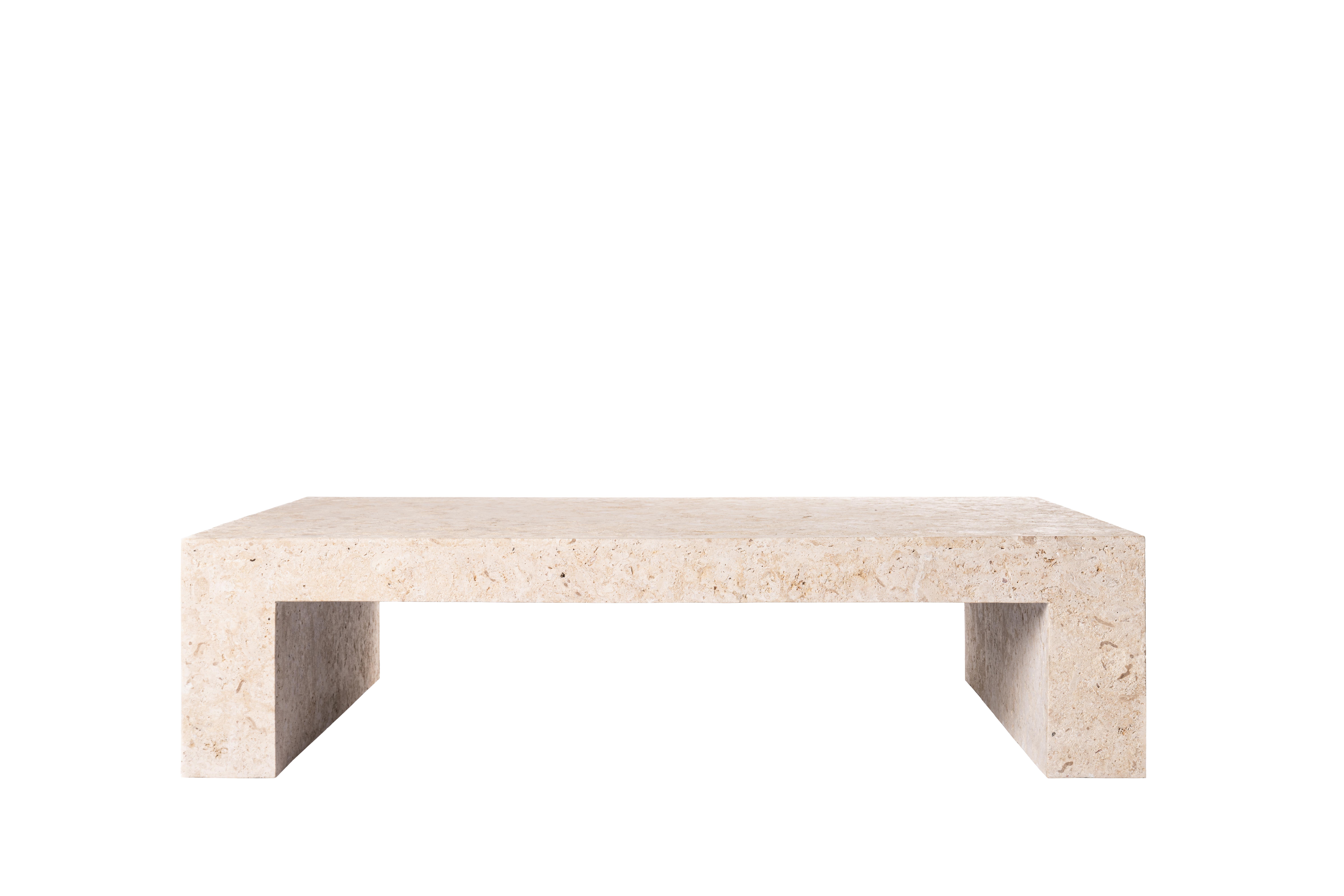 International Style Quincy Mactan Stone Cocktail Table  For Sale