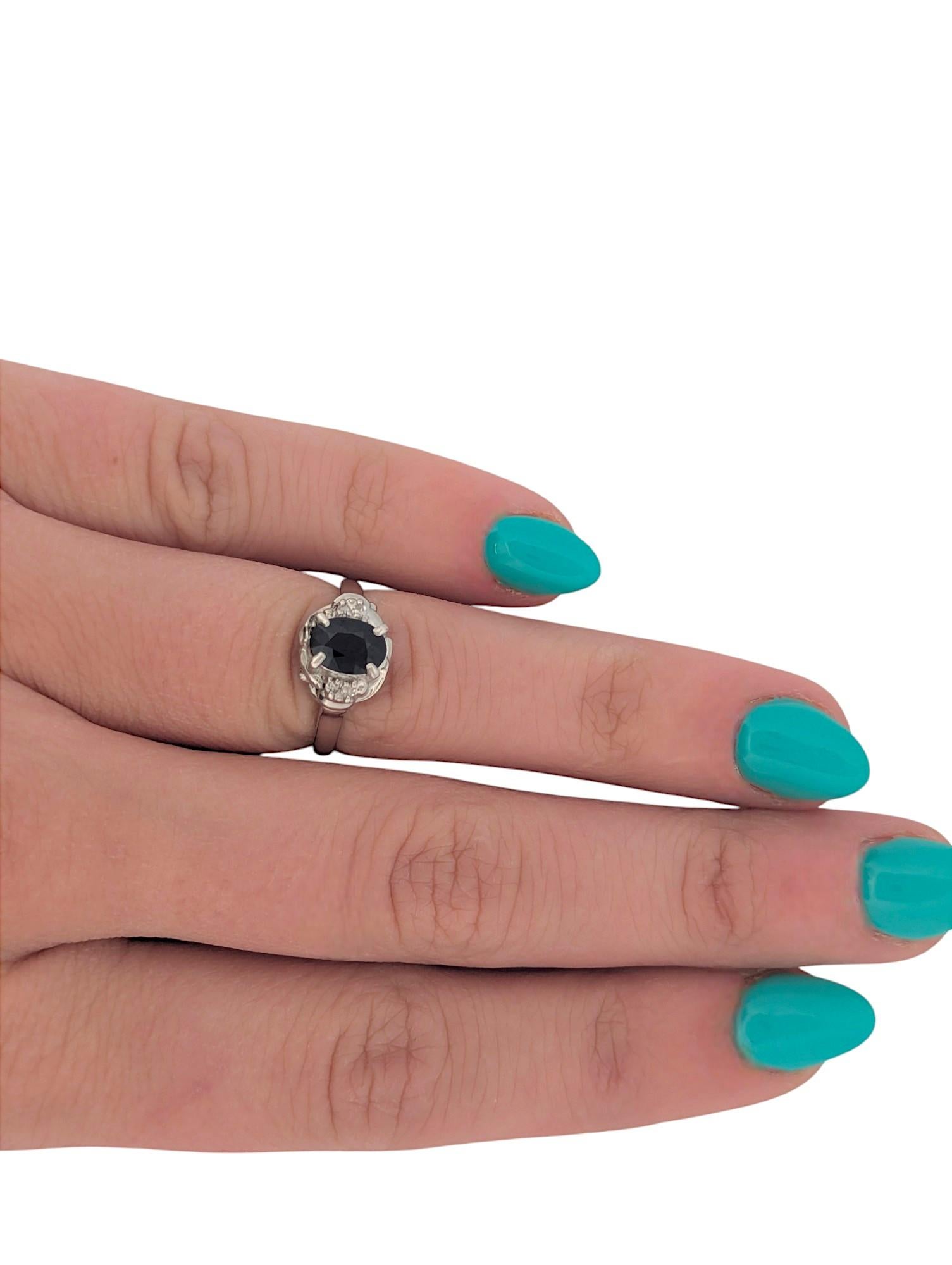 Women's Quincy  Platinum Ring with 1 ct Oval Natural Sapphire & .40 ctw Natural Diamond For Sale