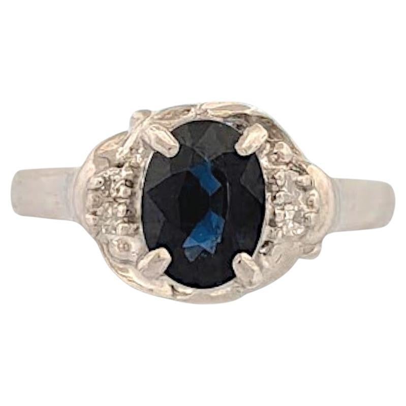Quincy  Platinum Ring with 1 ct Oval Natural Sapphire & .40 ctw Natural Diamond For Sale