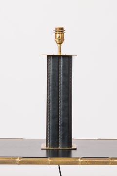 Rare Moleskin and Brass Table Lamp by Mathieu Mategot - France 1970's