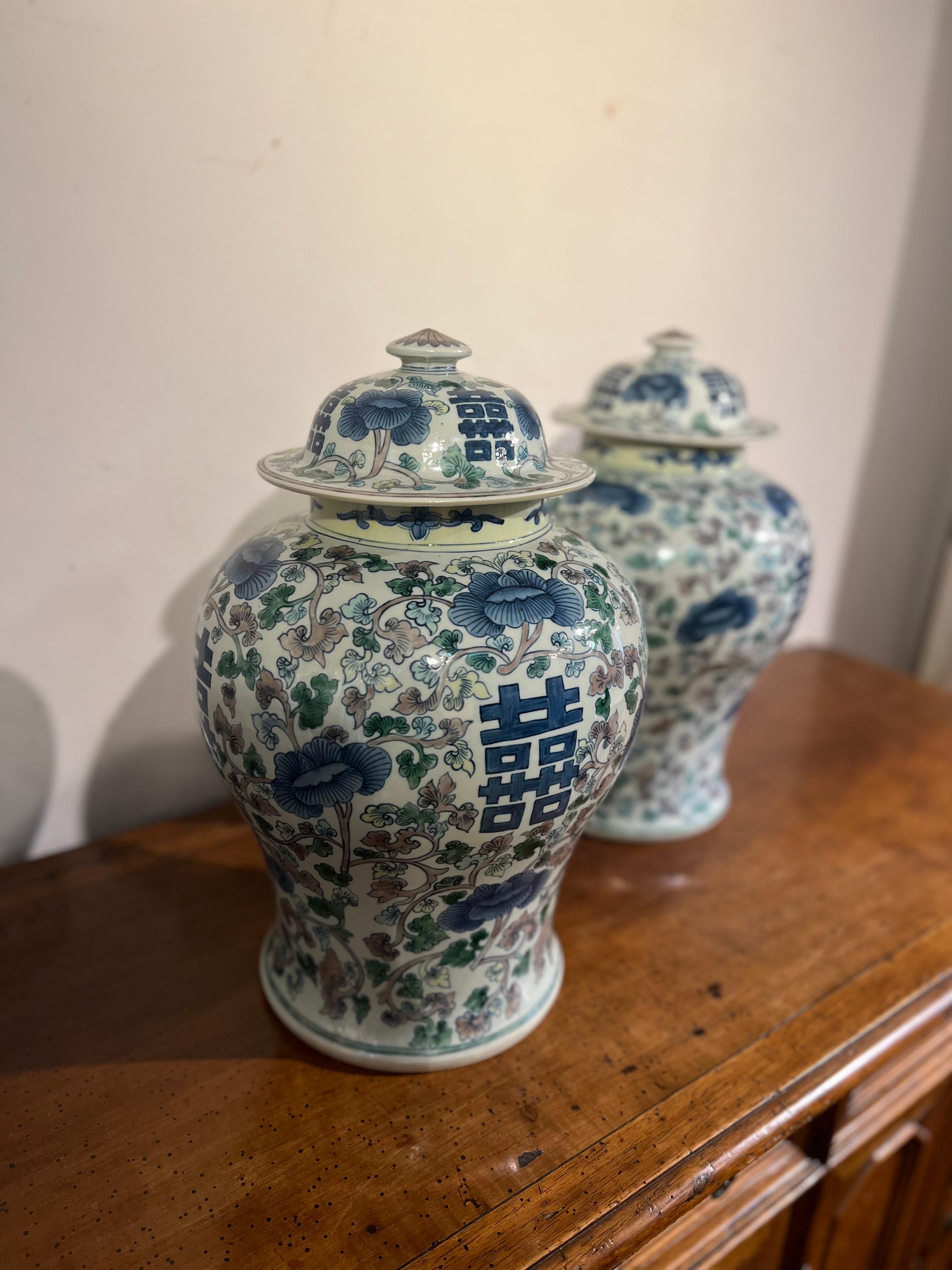 Quing Period, Chinese Pair of Porcelain Potiches For Sale 8