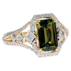 Quinn, Australian Green Sapphire and Diamond Designer Dress Ring