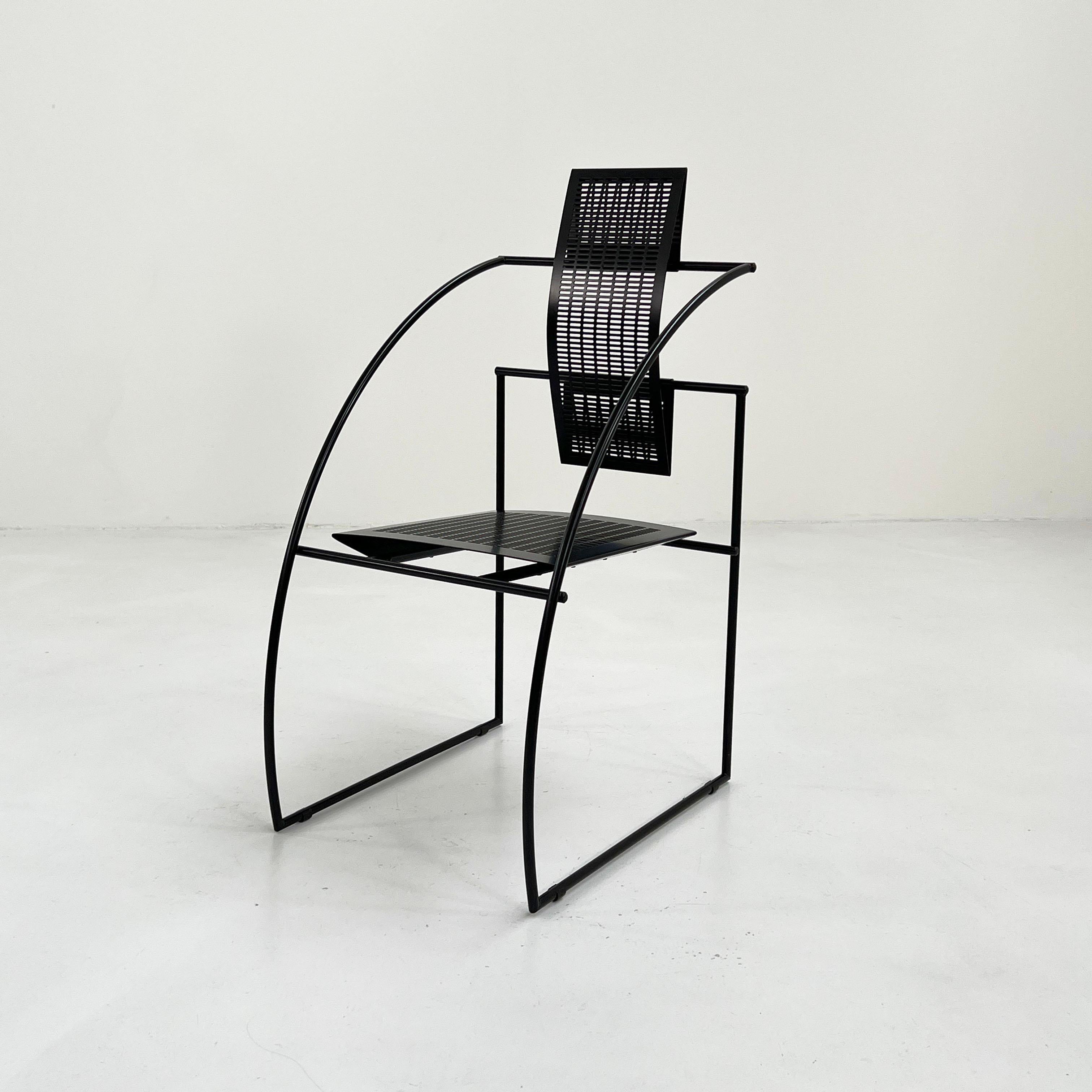 Designer - Mario Botta
Producer - Alias
Model - Quinta Chair
Design Period - Eighties
Measurements - Width 43 cm x Depth 55 cm x Height 94 cm x Seat Height 43 cm
Materials - Metal
Color - Black
Light wear consistent with age and use. Some light