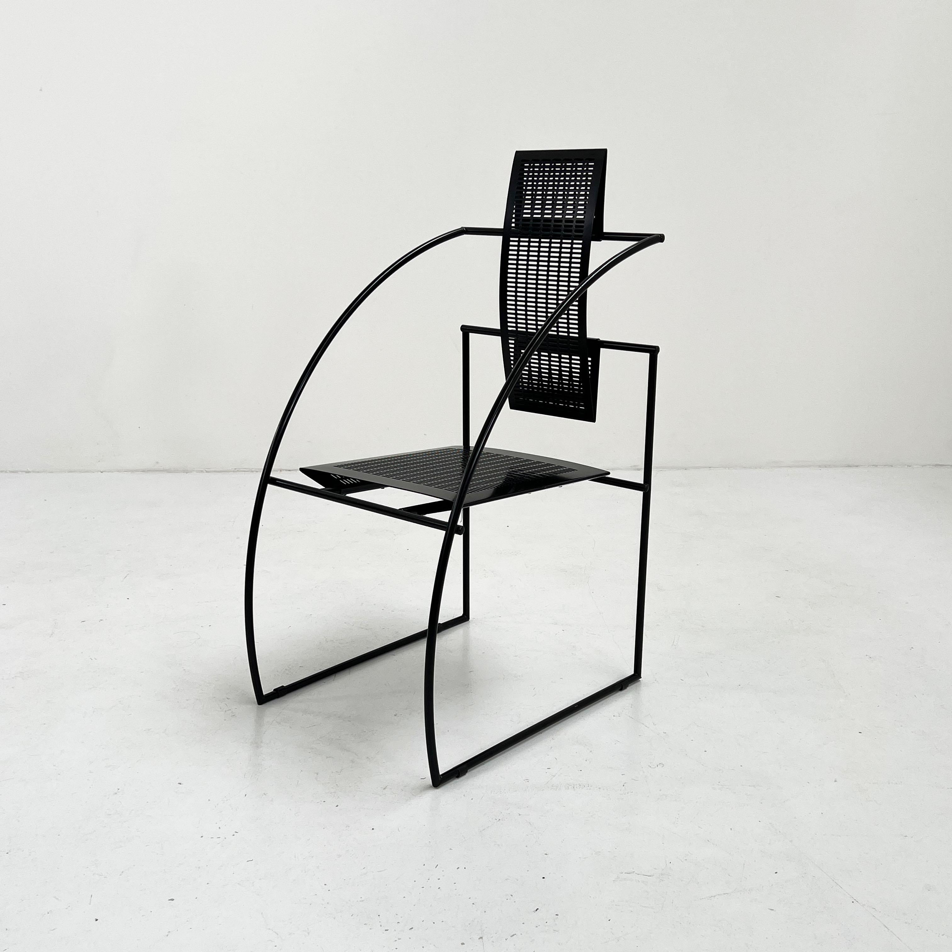Designer - Mario Botta
Producer - Alias
Model - Quinta Chair
Design Period - Eighties
Measurements - Width 43 cm x Depth 55 cm x Height 94 cm x Seat Height 43 cm
Materials - Metal
Color - Black
Comments - Light wear consistent with age and use. 