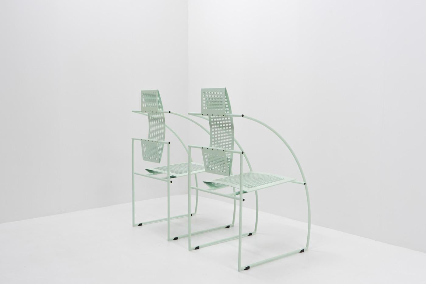 Mid-Century Modern Mint Green Quinta Chairs by Mario Botta for Alias, 1980s For Sale