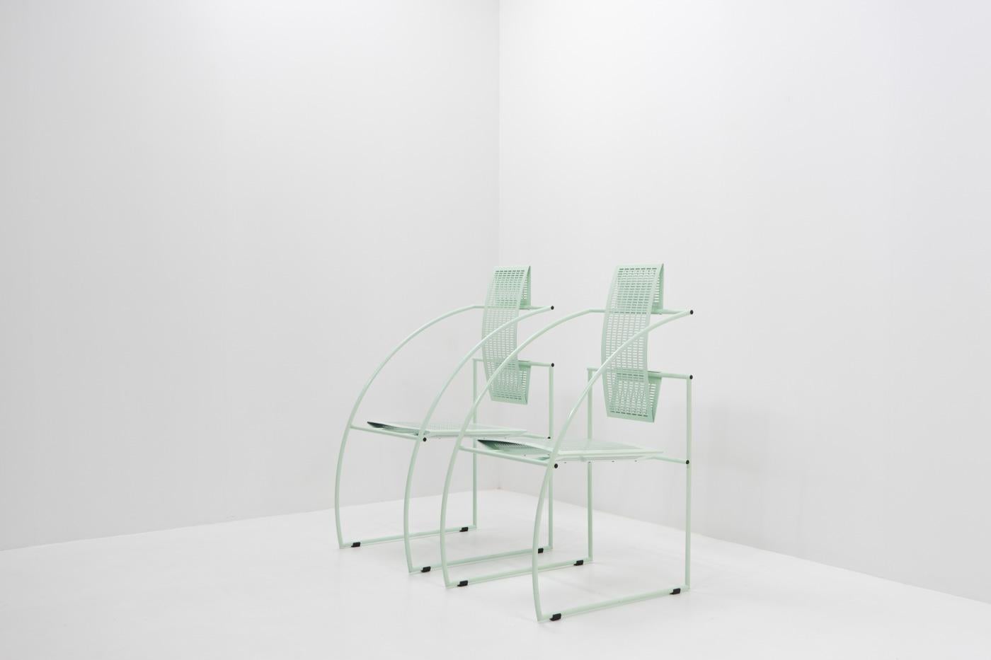 Mint Green Quinta Chairs by Mario Botta for Alias, 1980s In Good Condition In Renens, CH