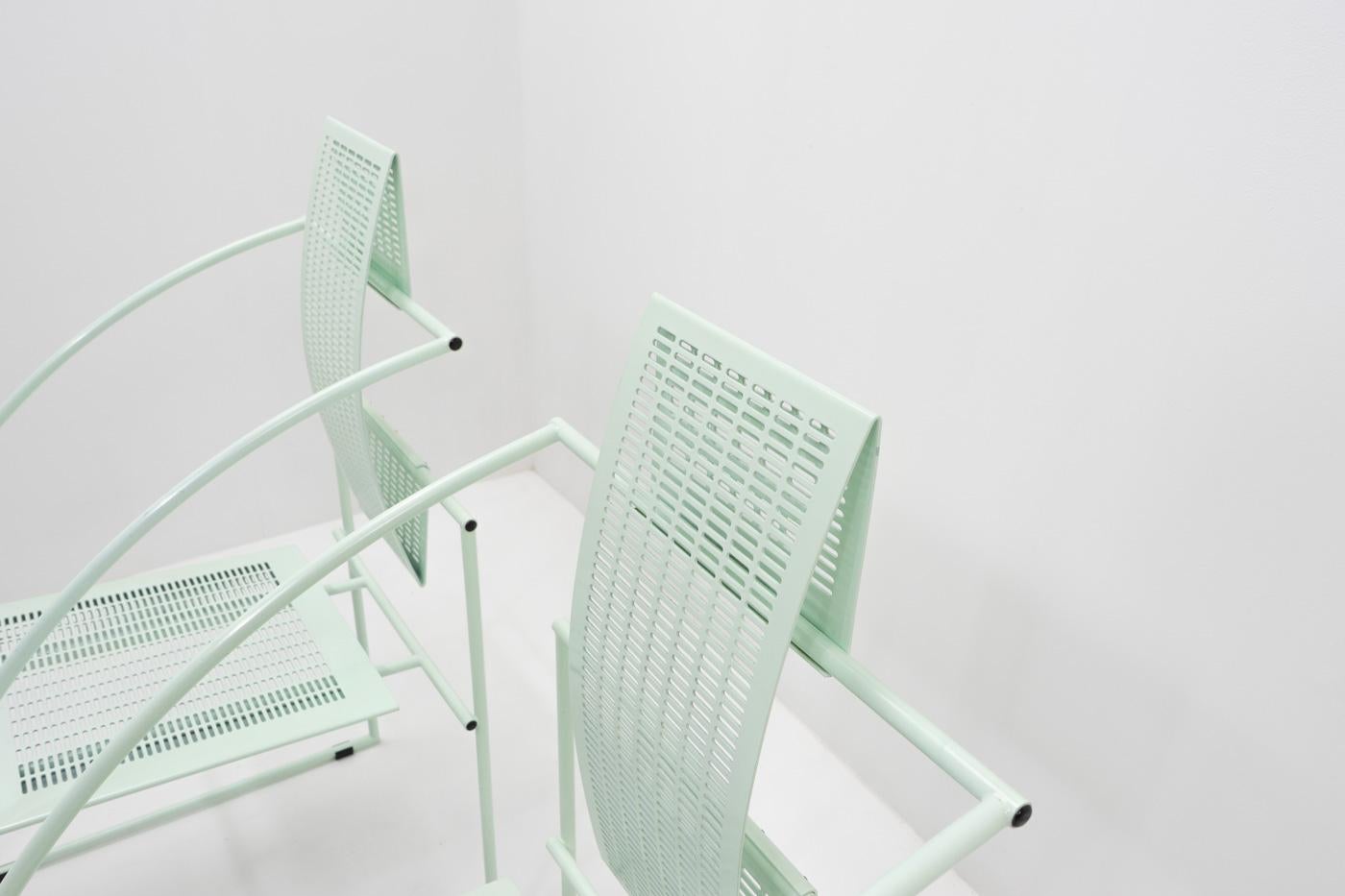 Aluminum Mint Green Quinta Chairs by Mario Botta for Alias, 1980s For Sale