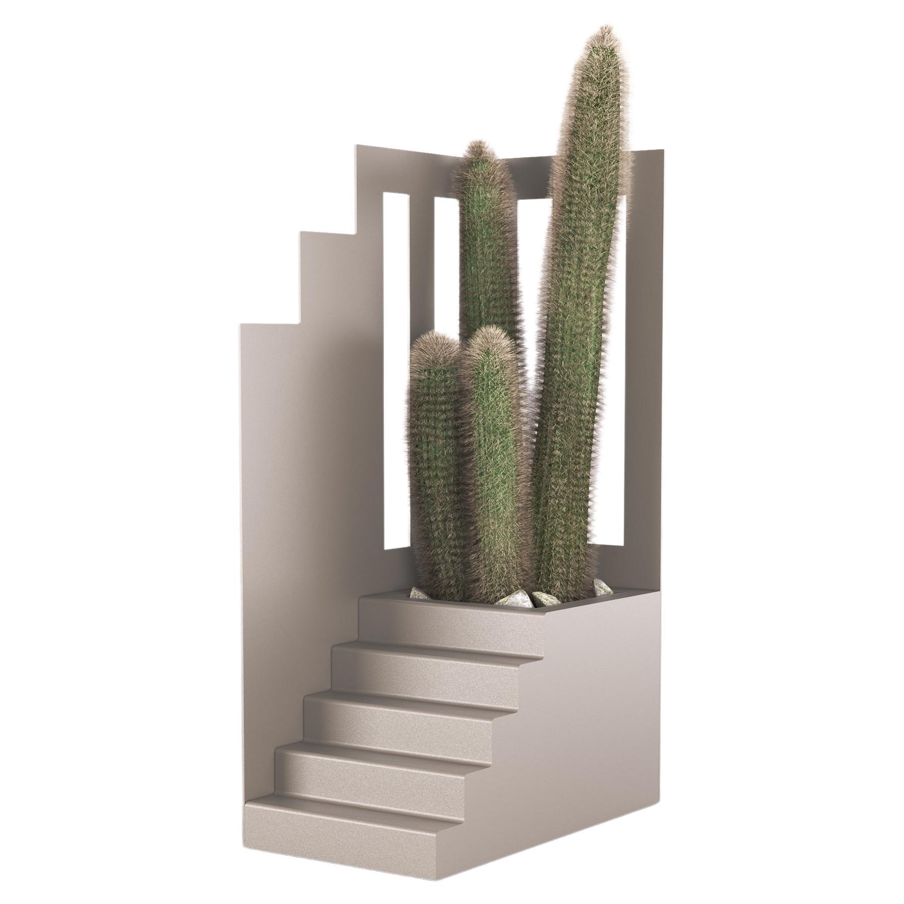 Quinta n.3_Dove Gray Metal Succulent Plant Vase For Sale