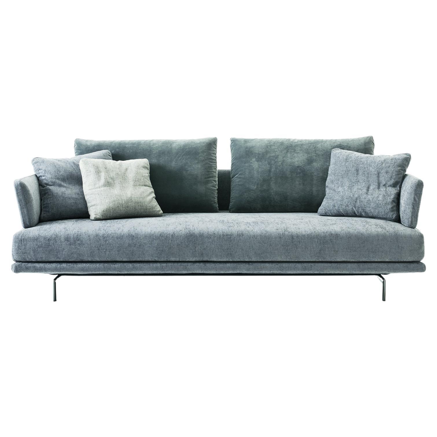 Quinta Strada 2-Seat Large Sofa in Clean Grey Upholstery by Sergio Bicego For Sale