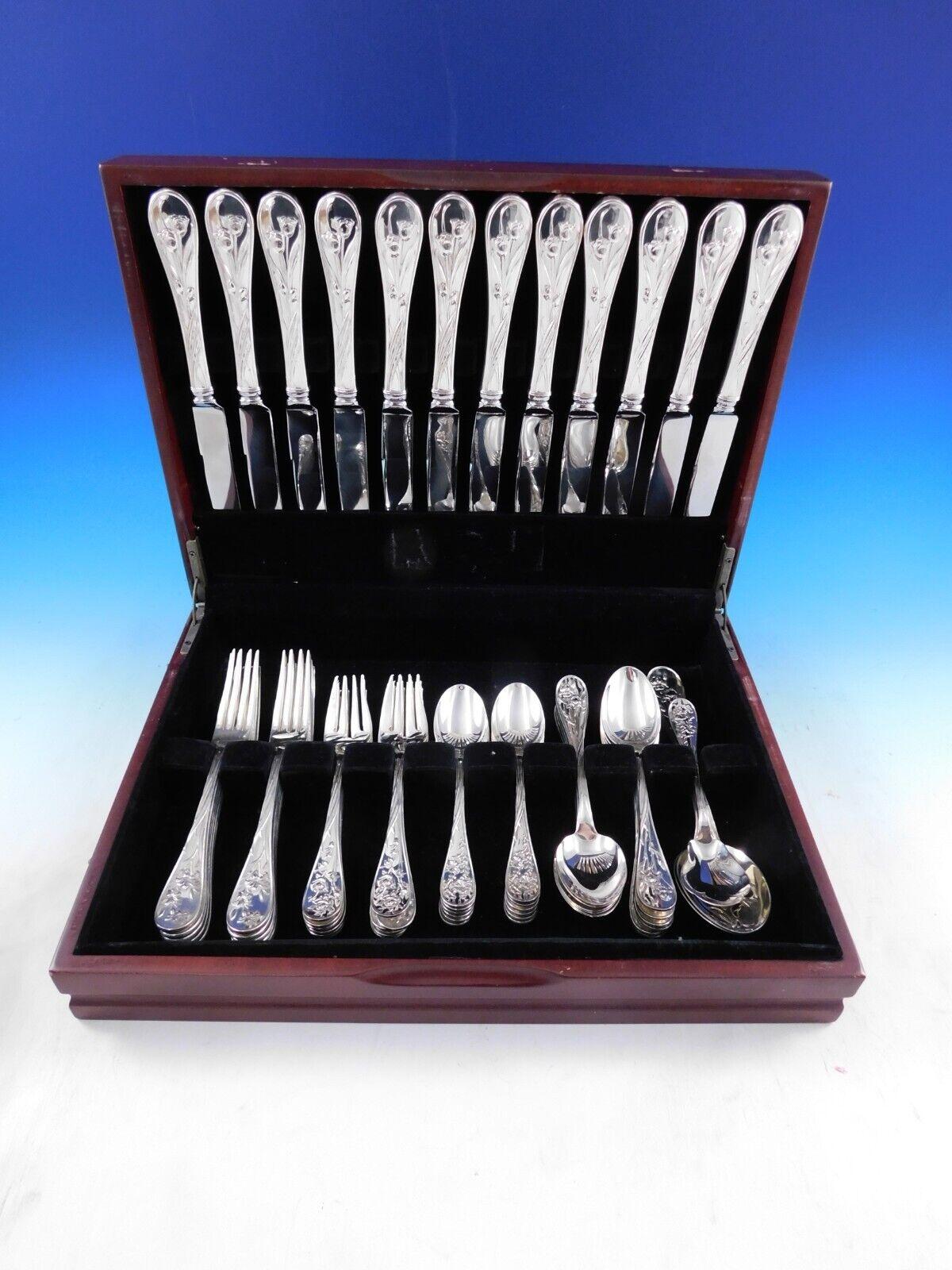 Quintessence by Lunt Sterling Silver Flatware Set for 12 Service 63 pieces For Sale 3