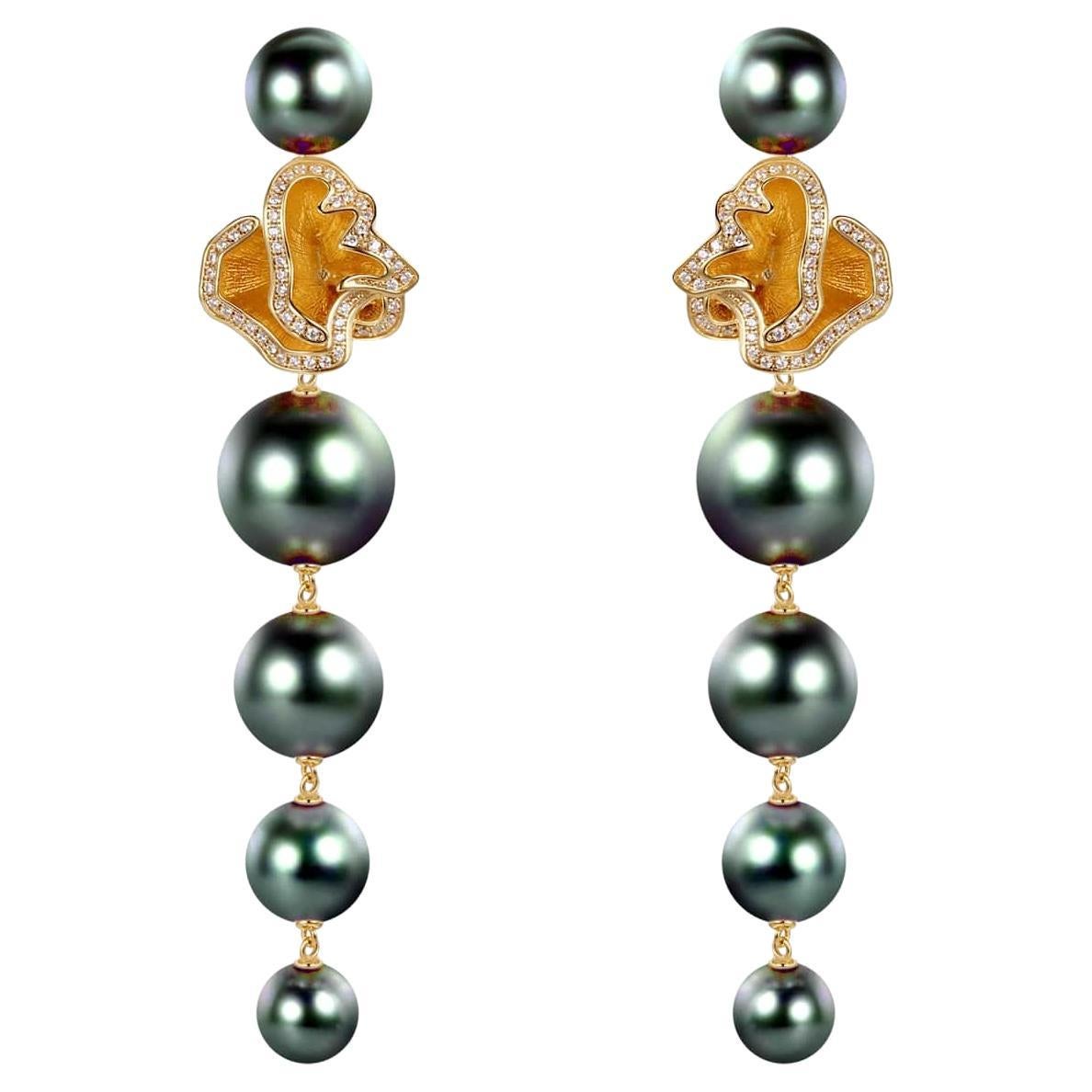 Quintessence Pearl Top Swing Pearl Earrings - Vert