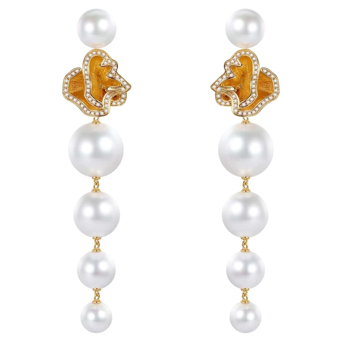 Quintessence Pearl Top Swing Pearl Earrings - White For Sale