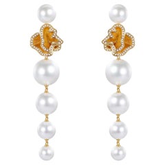 Quintessence Pearl Top Swing Pearl Earrings - White