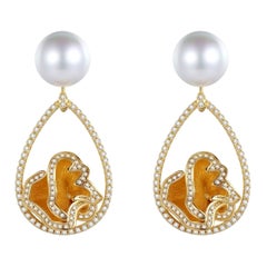 Quintessence Pearl with Flower Basket Earrings