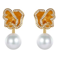 Quintessence Pearl with Flower Basket Earrings, White