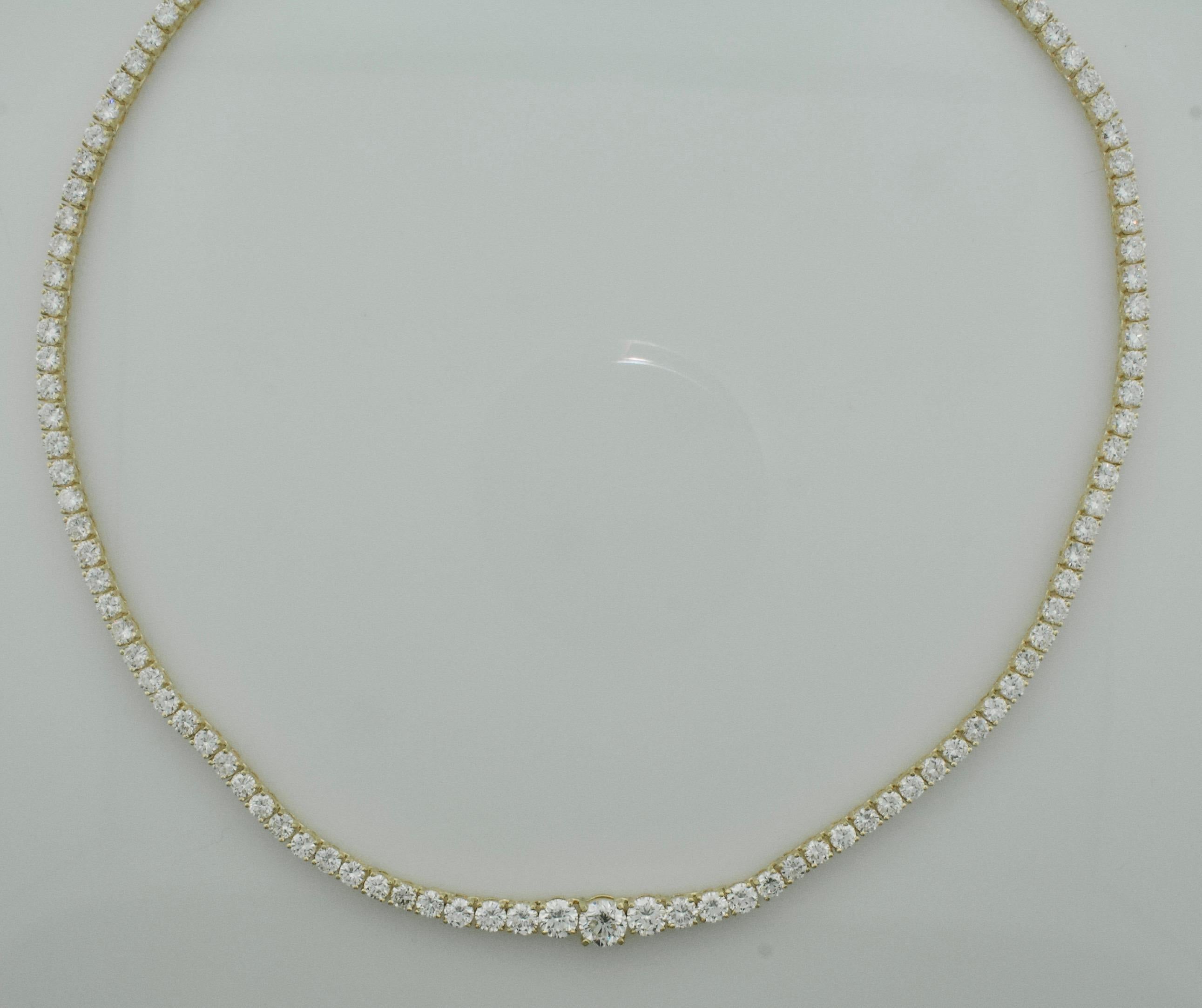 Modern Quintessential Diamond Riviére Straight Line Graduated Diamond Necklace in 18k
