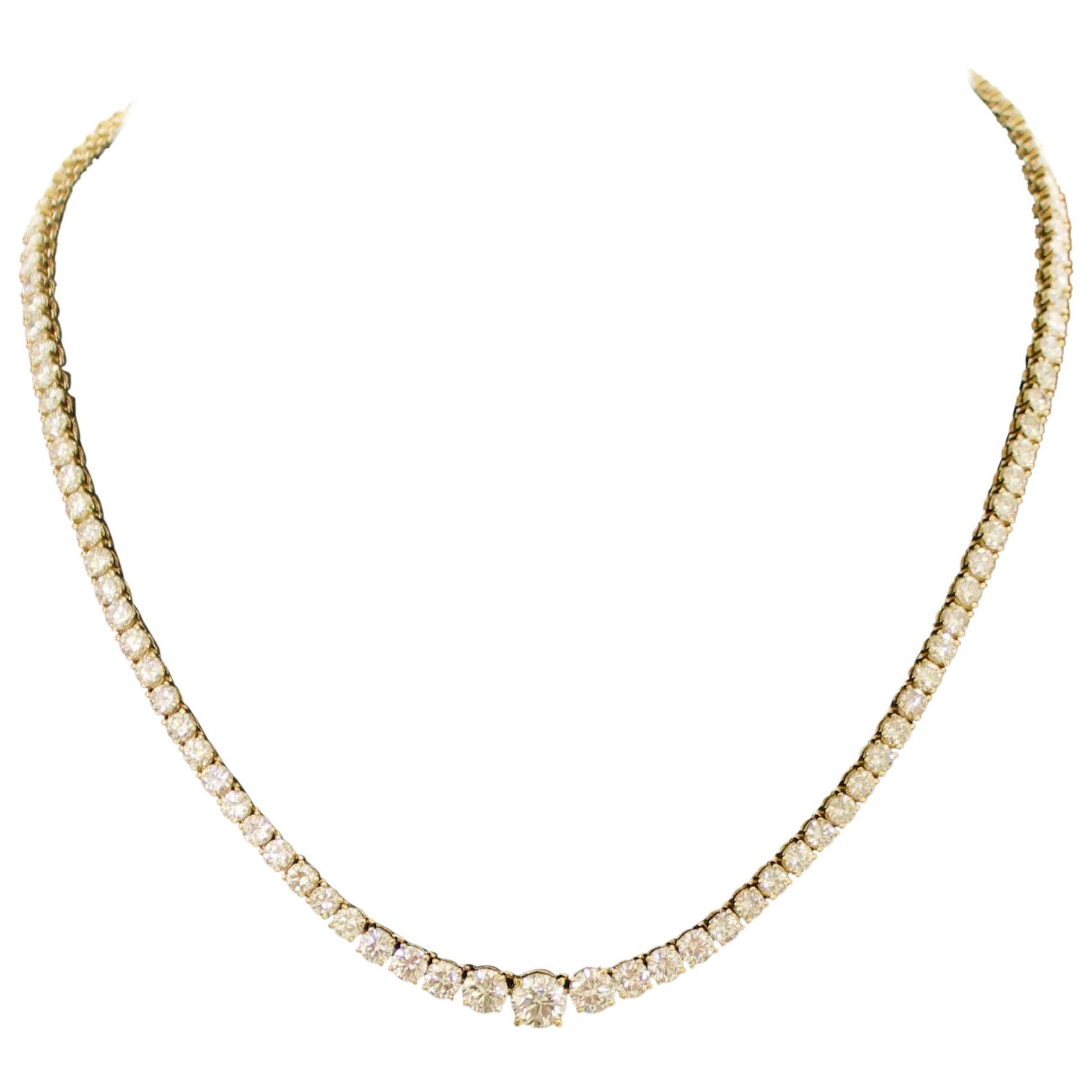 Quintessential Diamond Riviére Straight Line Graduated Diamond Necklace in 18k