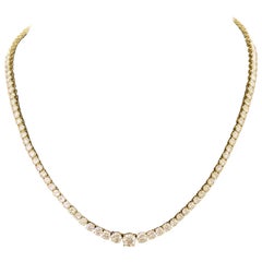 Vintage Quintessential Diamond Riviére Straight Line Graduated Diamond Necklace in 18k