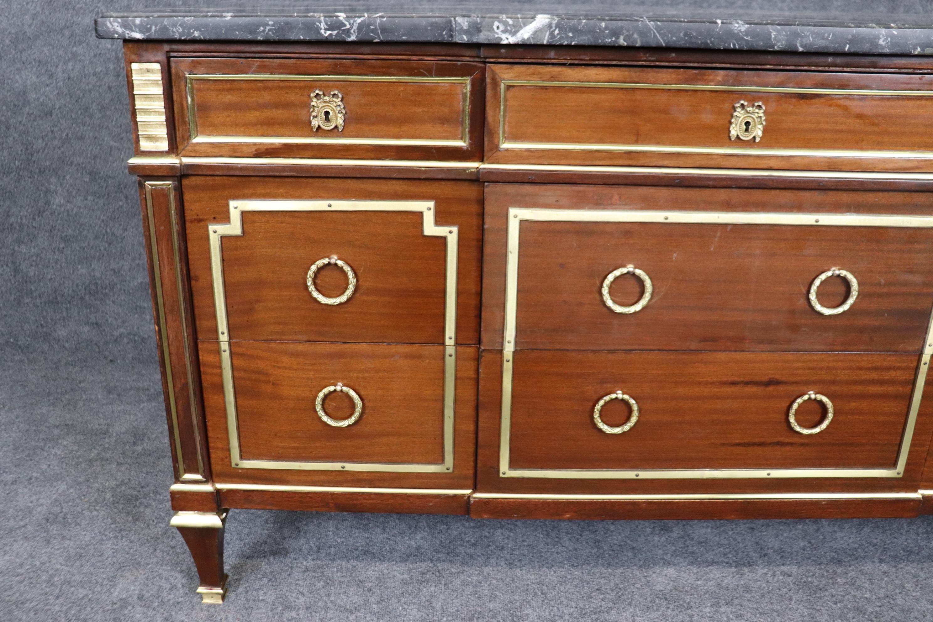 Quintessential Signed Maison Jansen Bronze Mounted Marble Top Commode Dresser  For Sale 6