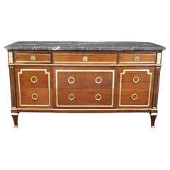 Quintessential Signed Maison Jansen Bronze Mounted Marble Top Commode Dresser 