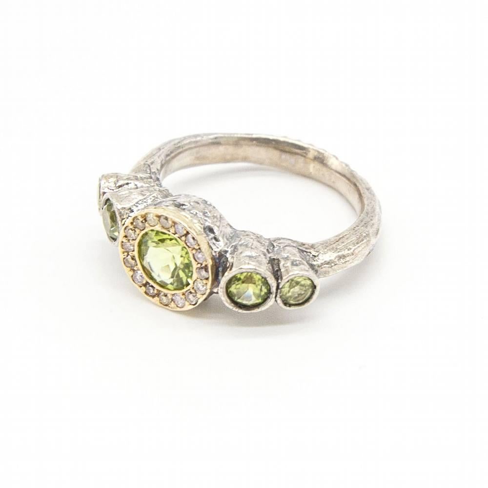 QUINTETO Ring in Yellow Gold, Silver and Diamonds In Excellent Condition For Sale In Barcelona, CT