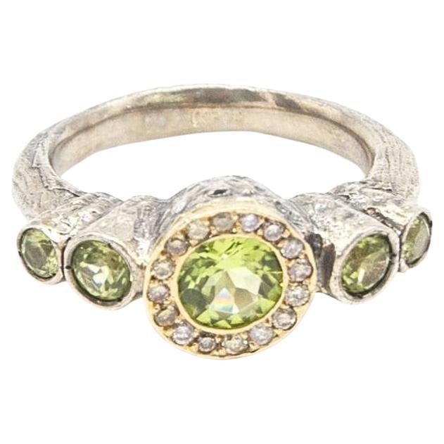 QUINTETO Ring in Yellow Gold, Silver and Diamonds