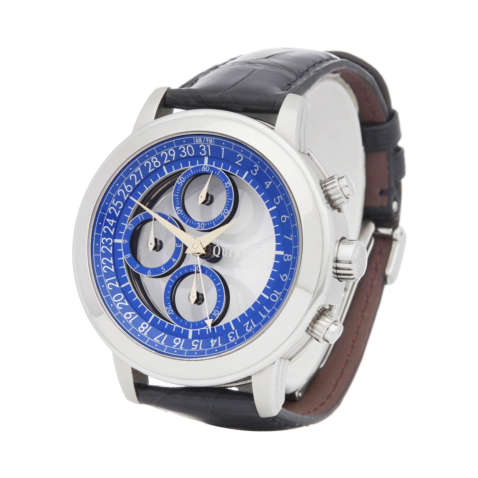 Xupes Reference: COM2221
Manufacturer: Quinting
Model: Mysterious
Model Variant: 
Model Number: 
Age:  Crica 2000
Gender: Men's
Complete With: Ouinting Box & Guarantee 
Dial: Blue Arabic
Glass: Sapphire Crystal
Case Material: Stainless Steel
Strap