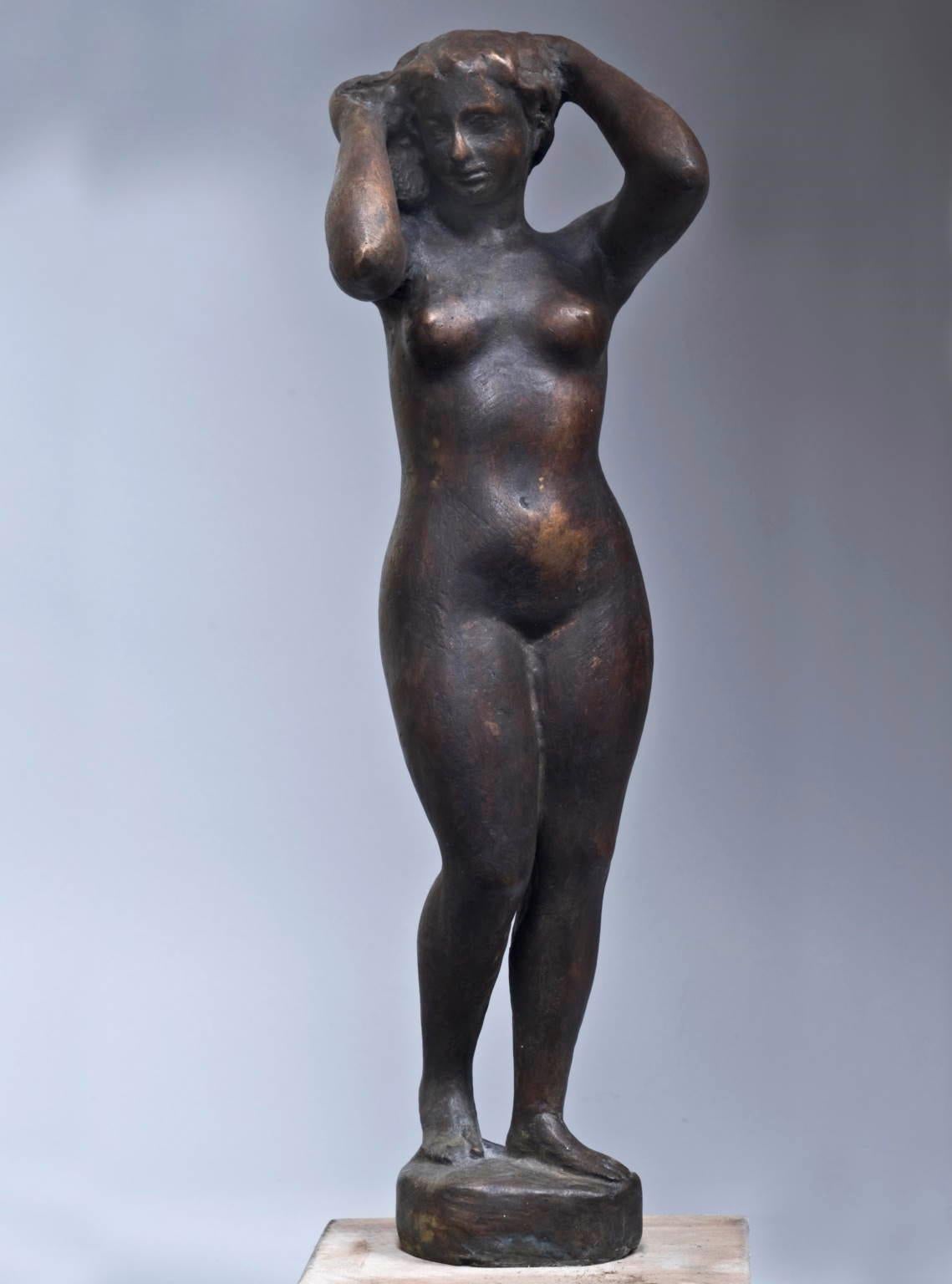 Statuetta in bronzo toscana figurativa nudo femminile del XX secolo - Sculpture de Quinto Martini
