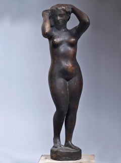 Statuetta in bronzo toscana figurativa nudo femminile del XX secolo