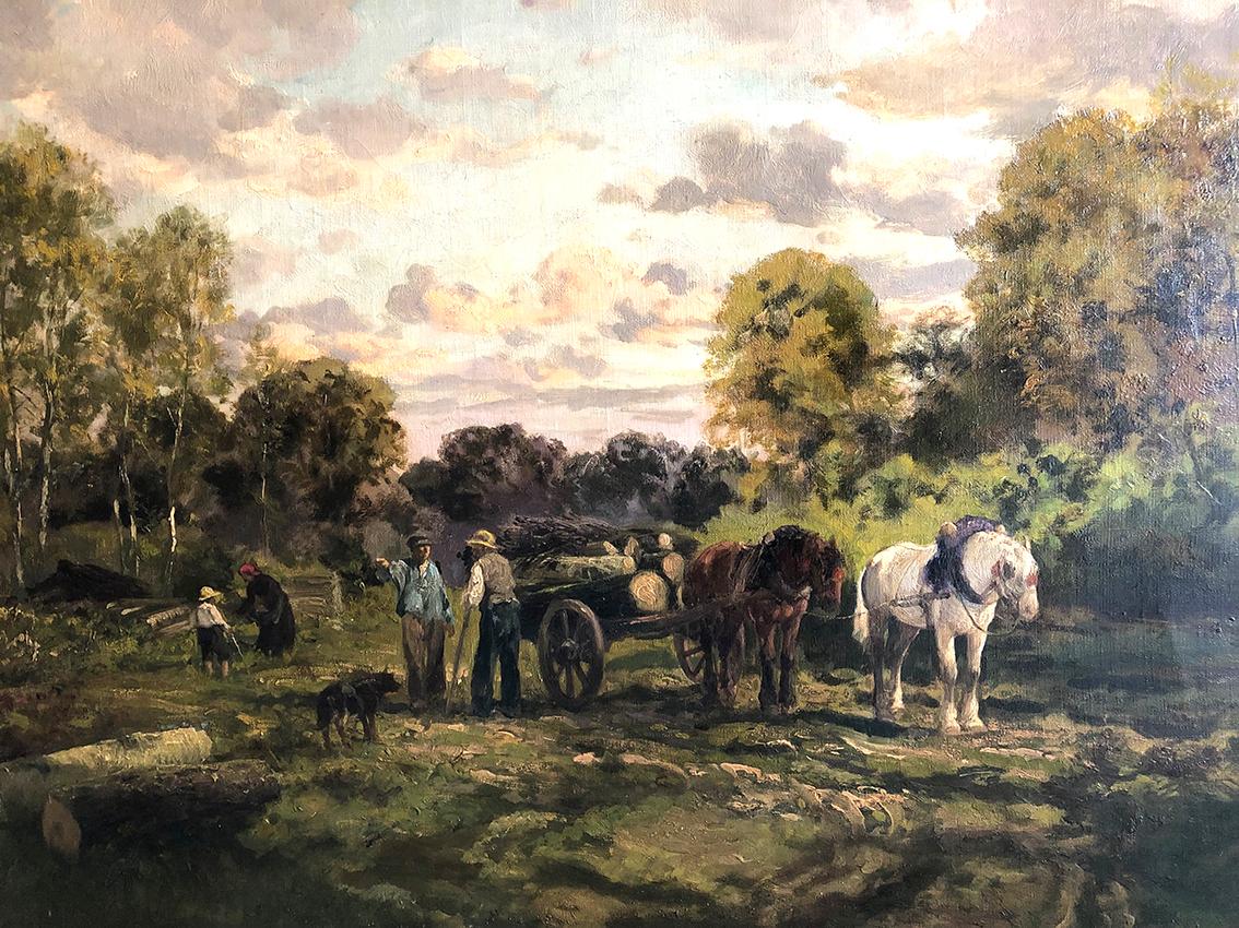 Clément Quinton (1851-1920), grande huile sur toile “Forestiers” - Painting by Quinton Clément
