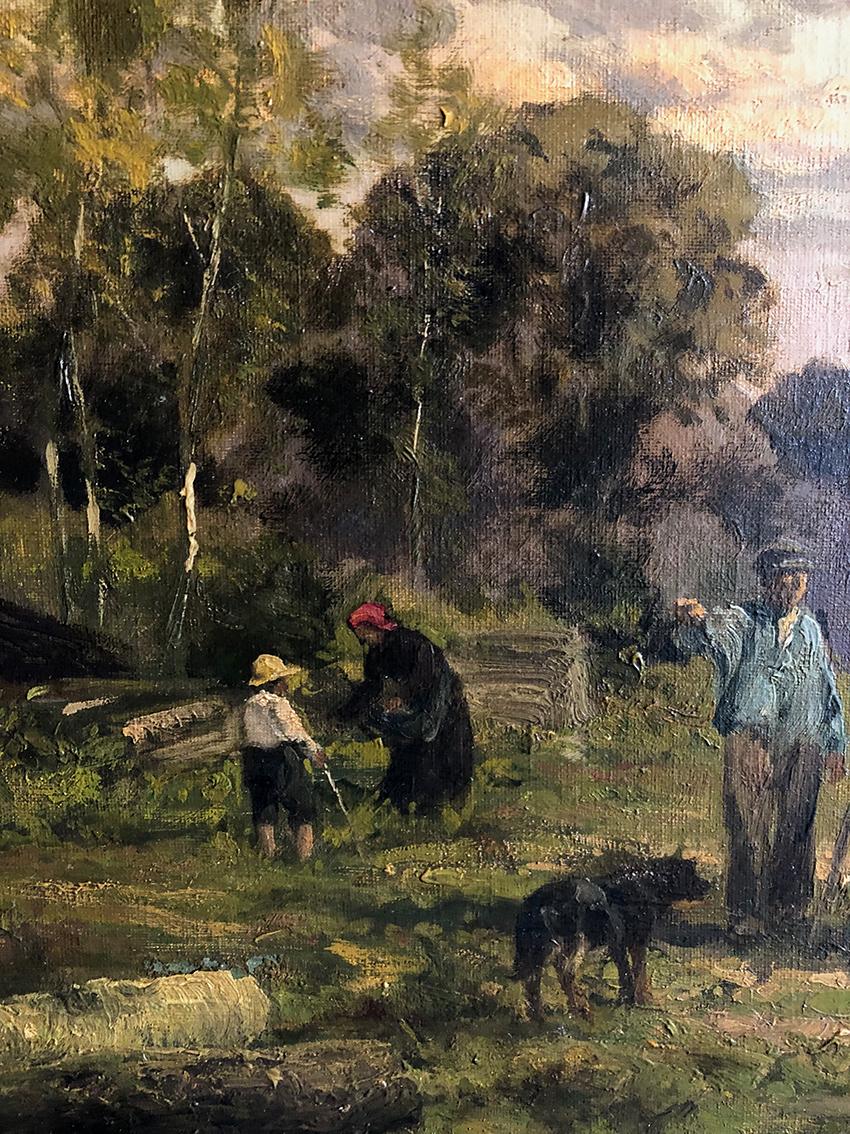 Clément Quinton (1851-1920), grande huile sur toile “Forestiers” For Sale 1