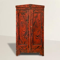 Quirky 19th Century American Grain Painted Cabinet