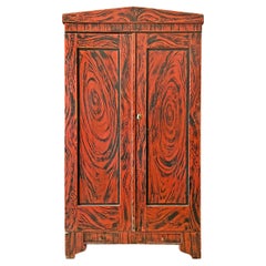 Quirky 19th Century American Grain Painted Cabinet